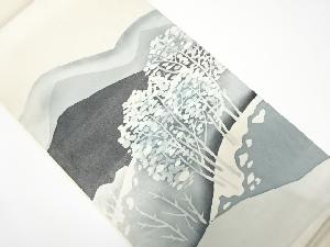 アンティーク　作家物　山並に樹木模様袋帯（材料）